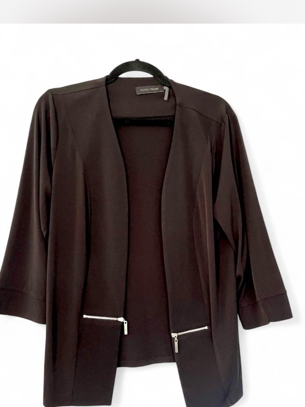 Ivanka Trump Black Open-Front Blazer with Silver Zippers
